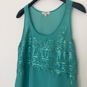 Umgee Teal Sequin Tank Medium